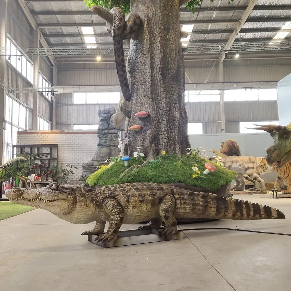 Theme Park Life Size Realistic Infrared Control Animatronic Crocodile Model With Movements