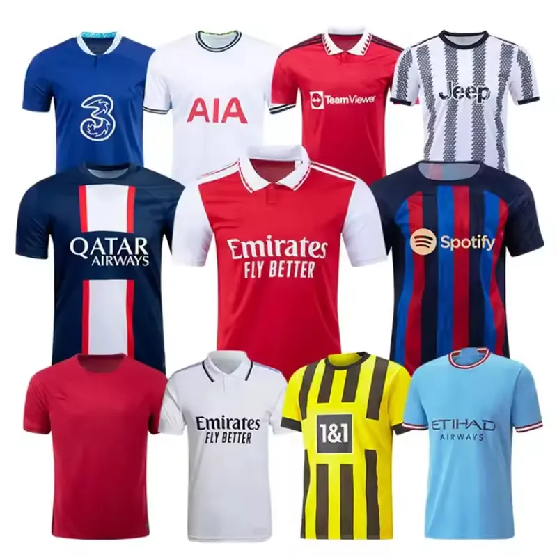 Camisa de futebol de secagem rápida 2024-2025 original, conjunto de camisas de futebol personalizadas por sublimação, camisas de futebol da equipe europeia