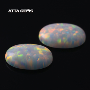 Synthetische (Labor Erstellt) Oval Cut 17C Edelsteine Stein Weiß Opal Groß - Product Image 2