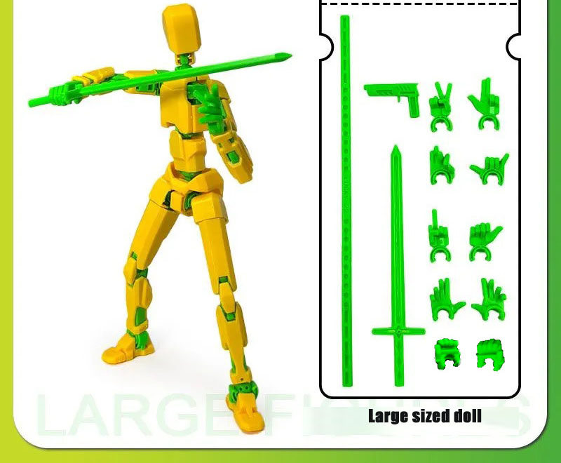 Figurine articulée de 20 cm - jaune-vert