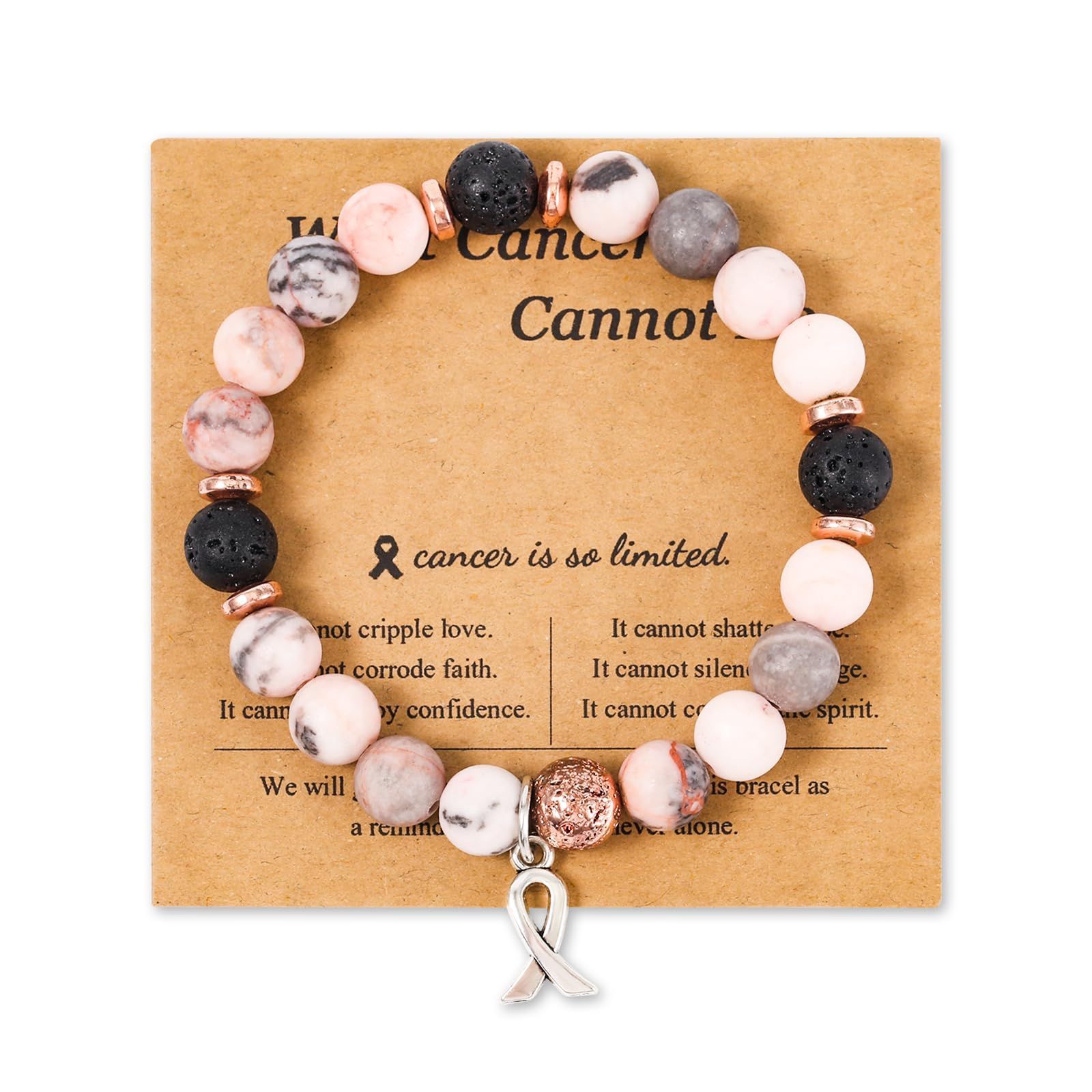 Bracelet nœud papillon zèbre en poudre de pierre volcanique rose