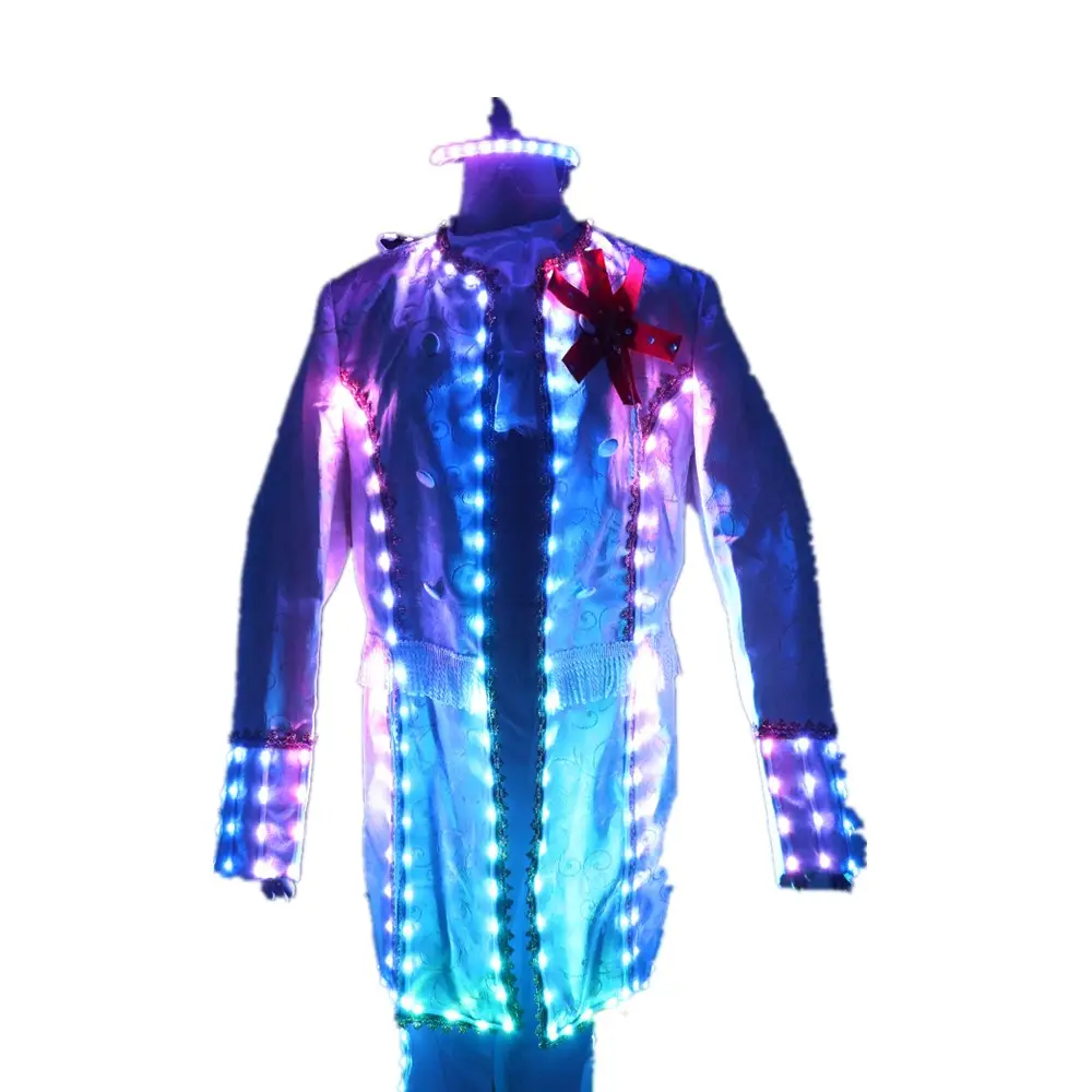 Traje de corte led com estilo europeu, terno marshal de corte europeu, roupas de noivado para casamento, fantasia de palco