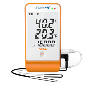 Elitech-Registrador de datos de temperatura y humedad con pantalla LCD grande, con cable USB, construcción de plástico y sensores externos, con pantalla LCD grande, 2 unidades