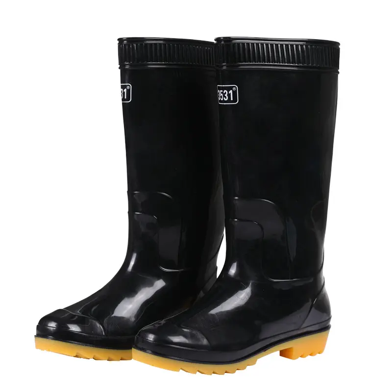 Chaussures de pêche en plastique PVC, semelle oxford de couleur noire, bottes de lavage de voiture, bottes de pluie imperméables pour jardin agricole