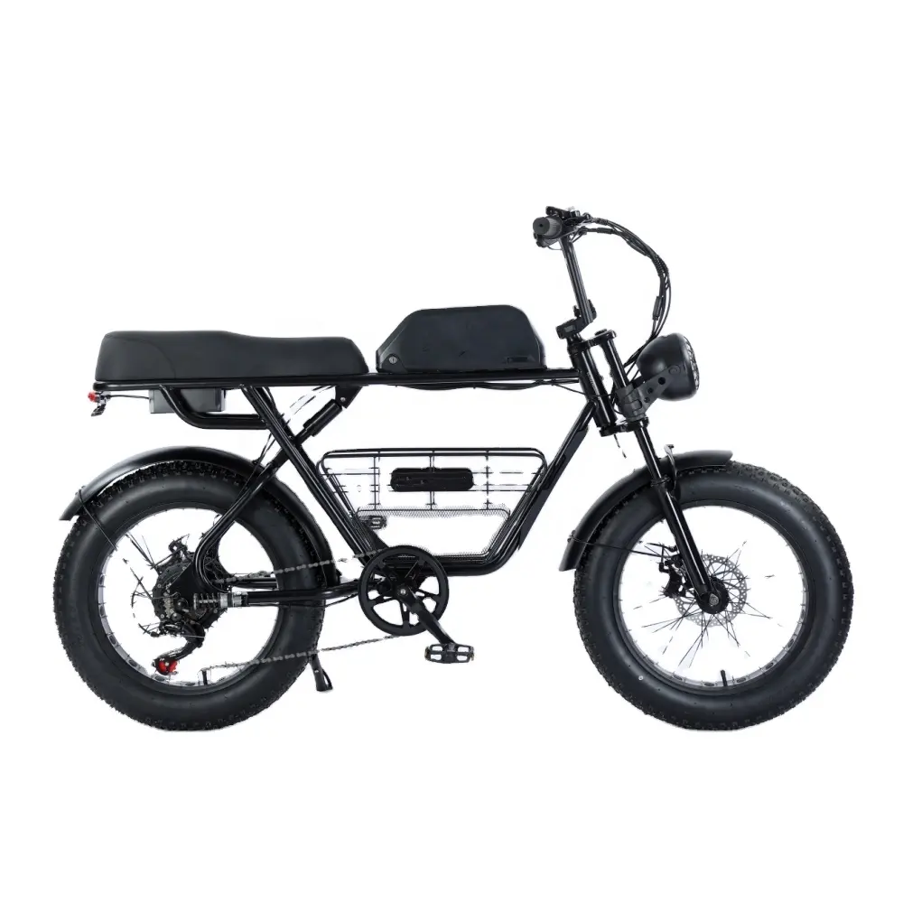 Yeni tasarım süper/73 48V 13Ah 18Ah 23Ah 750W 1000W 1500W 20 inç yağ lastik ebike elektrikli retro bisiklet