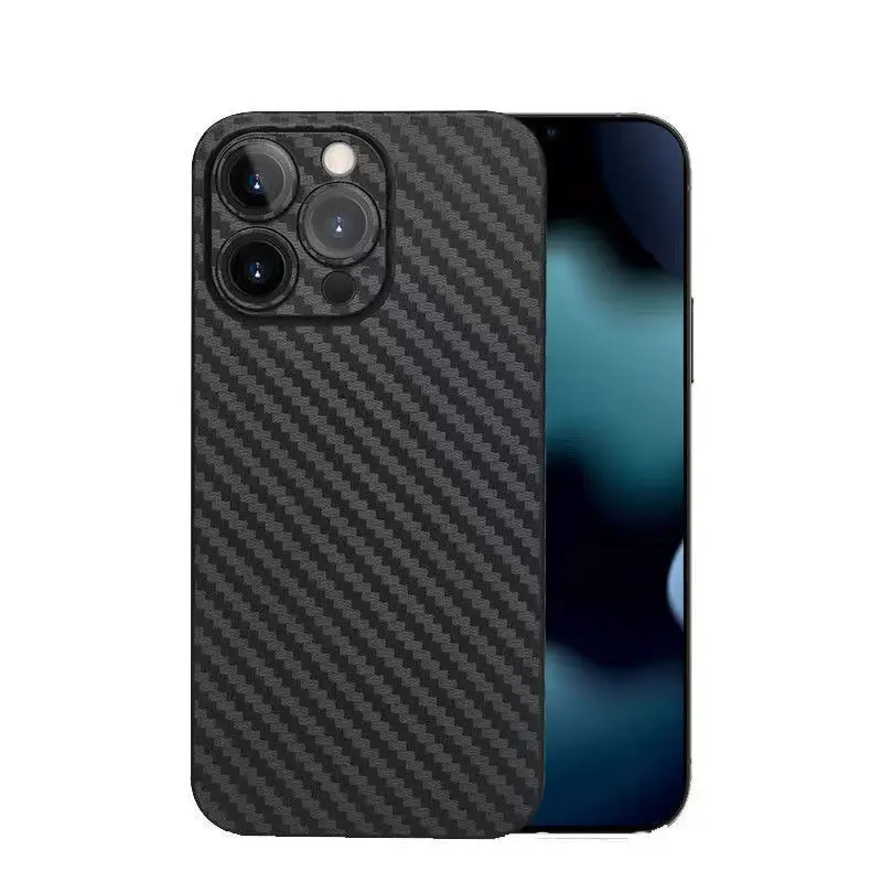 Casing ponsel serat karbon keras, sarung HP desain karbon Ultra tipis untuk iPhone 14 15 Pro Max serat karbon
