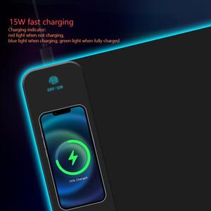 Wireless Charging Gaming Mouse Pad with RGB Light 15W Fast Charging Dazzle Color Oversized <strong>Keyboard</strong> Lock Edge Table Mat - Product Image 3