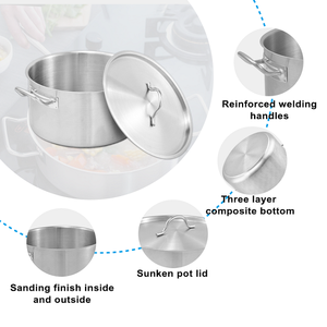 Nhà Máy Thương Mại Nhà Bếp Nhà Hàng Nấu Ăn Nồi Kho Chậu Thép Không Gỉ Thịt Hầm - Product Image 3