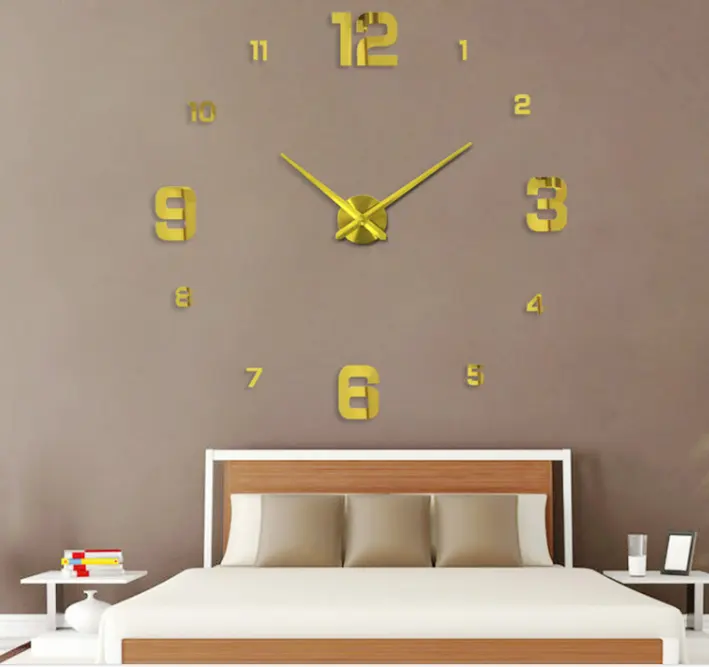 90cm Date Haute Qualité Circulaire Horloge Murale Moderne Grand Numérique 3d Diy Acrylique Miroir Quartz Autocollant Horloges