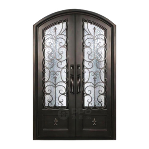 Modern Screen Main <strong>Entry</strong> Rod House Storm Security Black Single Double Modern Wrought <strong>Cost</strong> Iron Front Doors - Product Image 1