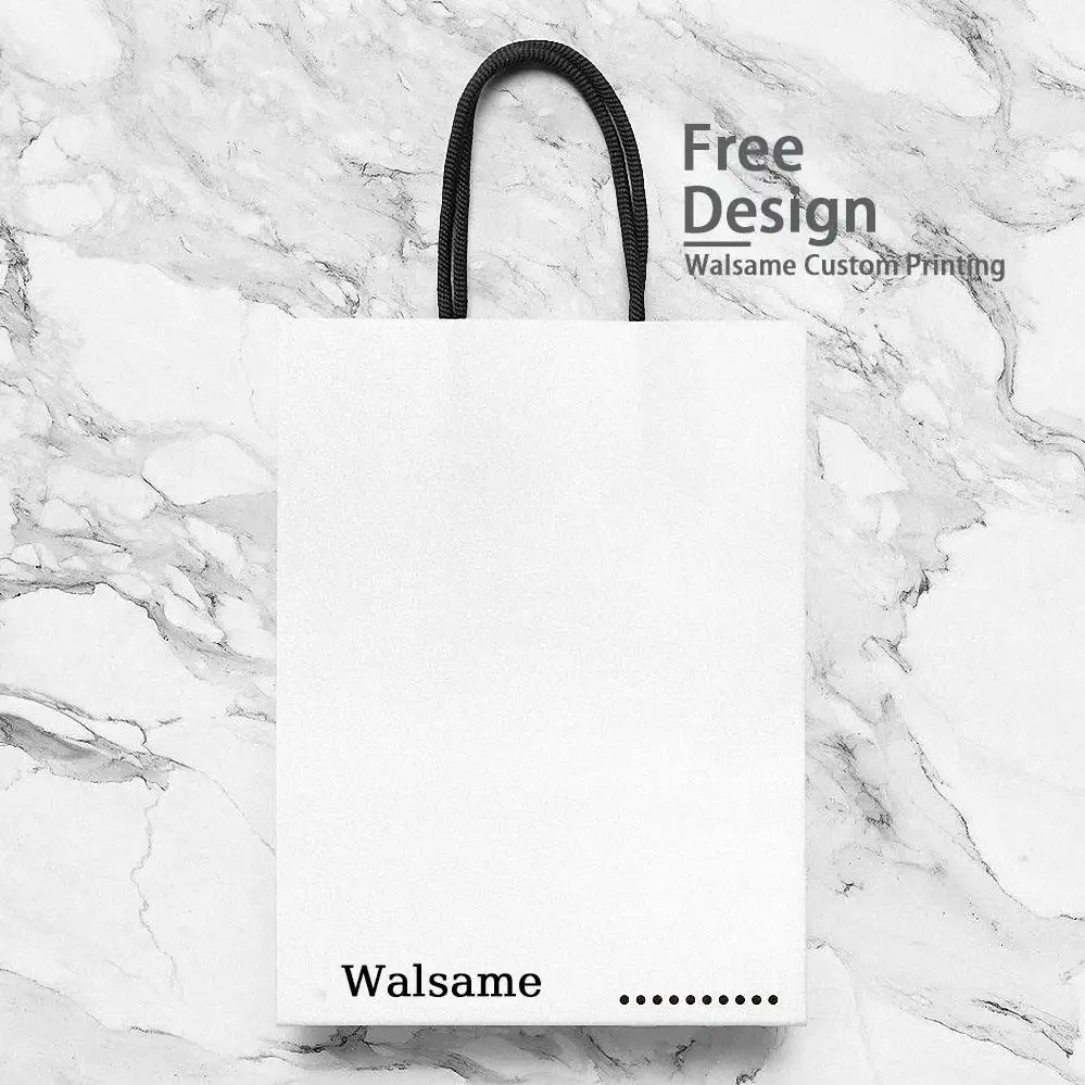 Vente en gros de sacs à provisions en papier cadeaux blancs imprimés de logo personnalisé de luxe avec poignée