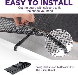 PP Kunststoff Garten netz Dachrinnen schutz Mesh Roll 10 Clip Fixed Leaf Debris Blocker Protector für Drain Clogging Garden Drainage