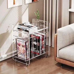 Modern <strong>3</strong>-Tier Acrylic Side <strong>Table</strong> Custom Factory Living Room Furniture With Vinyl Magazine Storage Bookshelf Dining <strong>Set</strong> - Product Image 1