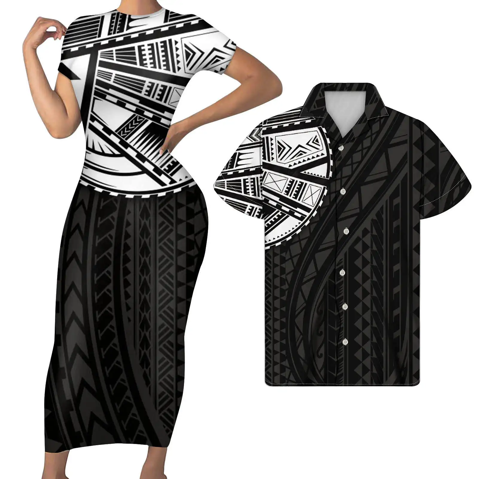 Pantaloncini a maniche polinesiano modello donna Club abito lungo partita da uomo camicie taglie forti abiti di coppia