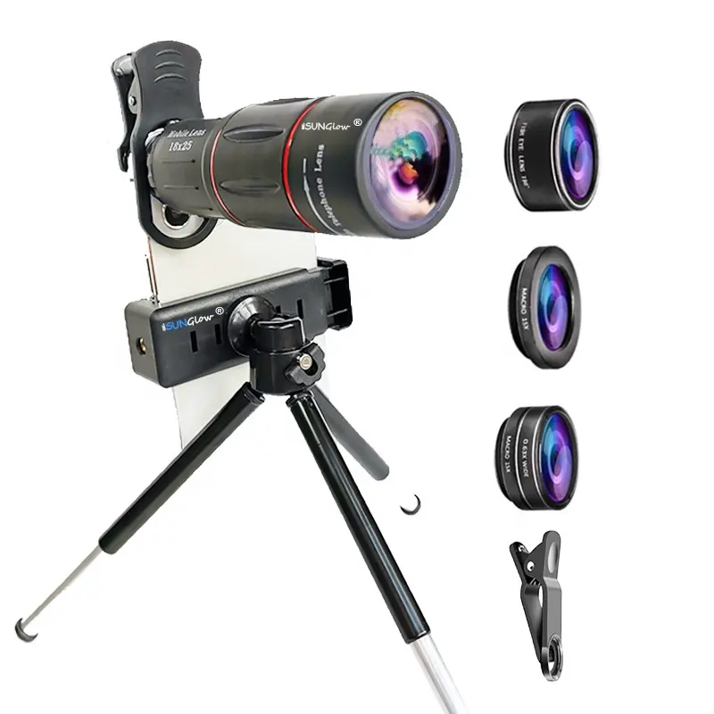 새로운 혁신적인 휴대 전화 액세서리 Vlog 비디오 사진 Selfie 광각 매크로 렌즈 18X HD 망원 렌즈 삼각대