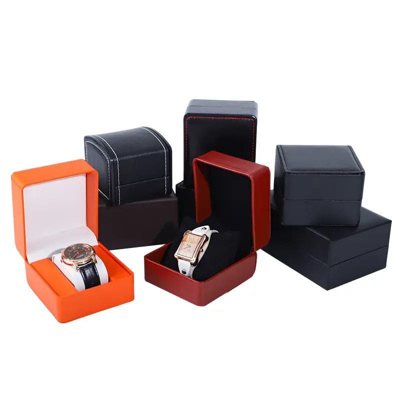 Custom Logo Single Watch Gift Box with Pillow PU Leather Wristwatch Display Packaging Storage Box