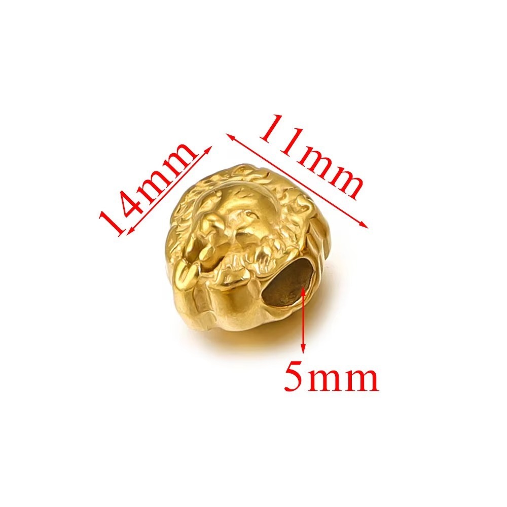 Cuenta perforada con cabeza de león - oro G8