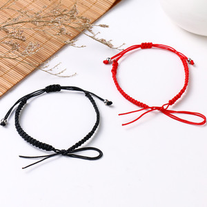 יד ארוג diy למחצה סיים אדום חבל צמיד ירקן חוט הכנת קשר שטוח יכול להיות הליכי חרוז vajra קשר