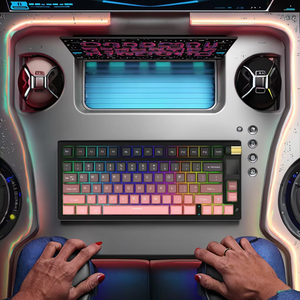 Teclado mecánico con cable de 82 teclas LED OEM personalizado 75% Mini RGB tipo C Teclado mecánico portátil con cable para juegos con perilla