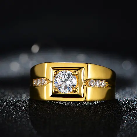 2024 Gentlemanly 24k gold plattiert farbig ring china gold ringe männlich diamant ringe für männer