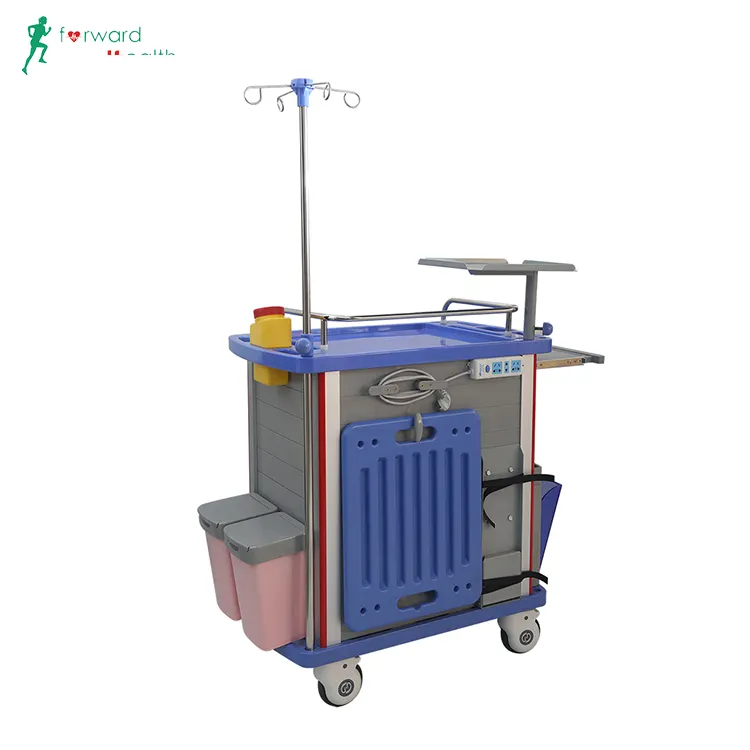 Factory Price Hospital Clinic Cart Movable Medicine Transfusion ABS Emergency Trolley