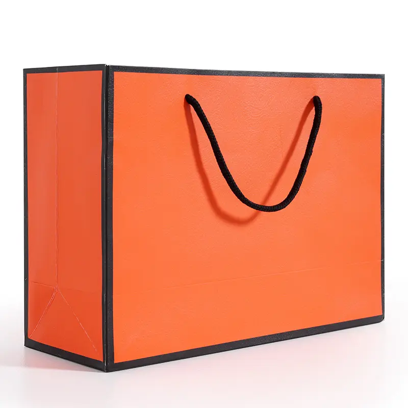 Tùy Chỉnh Logo Orange Lớn Có Thể Giặt Kraft Giấy Quần Áo Quà Tặng Túi Mua Sắm Với Xử Lý
