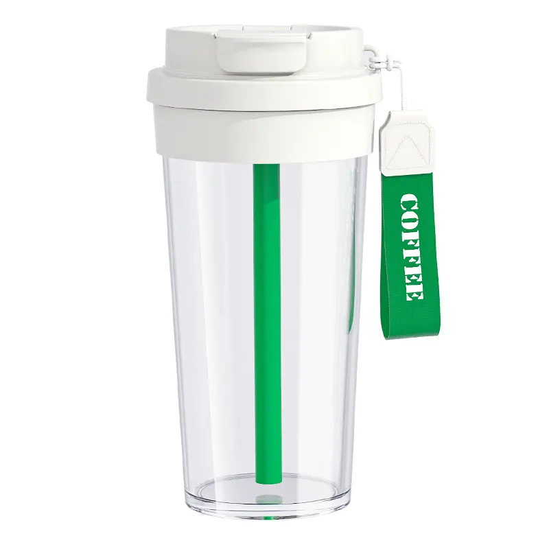 ขวดน้ําฟางขนาด 580 มล. ปลอดสาร BPA สําหรับเด็กและผู้ใหญ่ขวดกีฬาปิดผนึกสูงแบบใช้คู่เย็นและทนความร้อนสําหรับกาแฟ