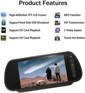 7&quot; TFT Color LCD Screen <strong>2</strong> <strong>Video</strong> <strong>Input</strong> Car Rear View Mirror <strong>Monitor</strong> Vehicle Parking In-Mirror <strong>Monitor</strong> for DVD/VCR/Car Reverse Cam - Product Image 4