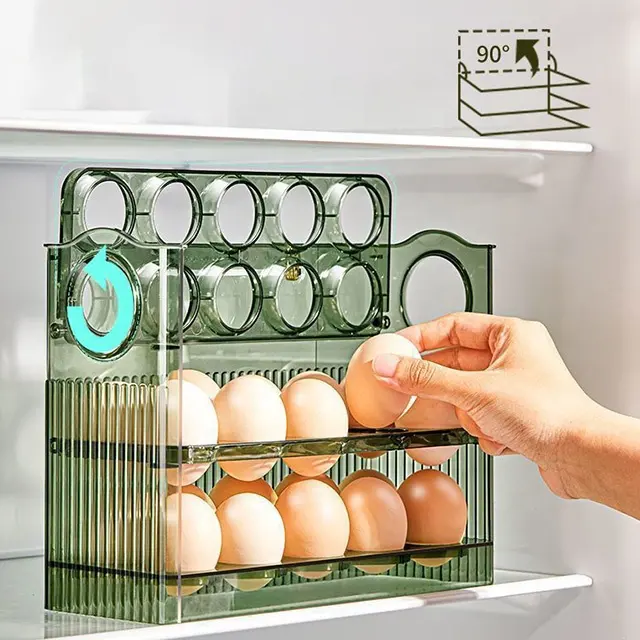3 lớp lật loại trứng Giá tủ lạnh tổ chức thực tế trứng lưu trữ container Box cho phụ kiện nhà bếp