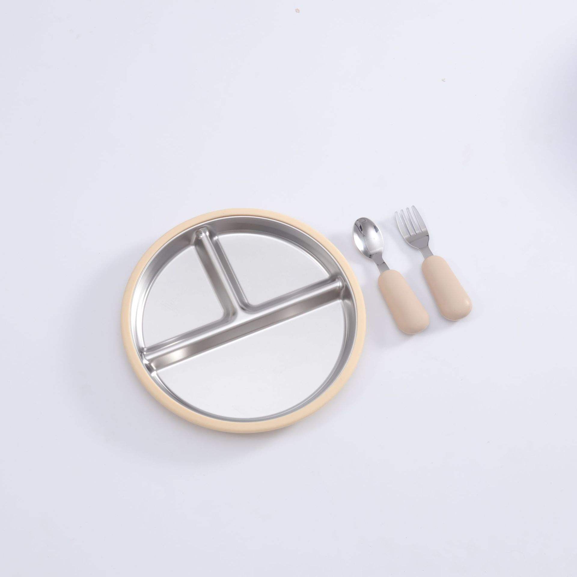 สีเบจ-จาน + ช้อน + ส้อม