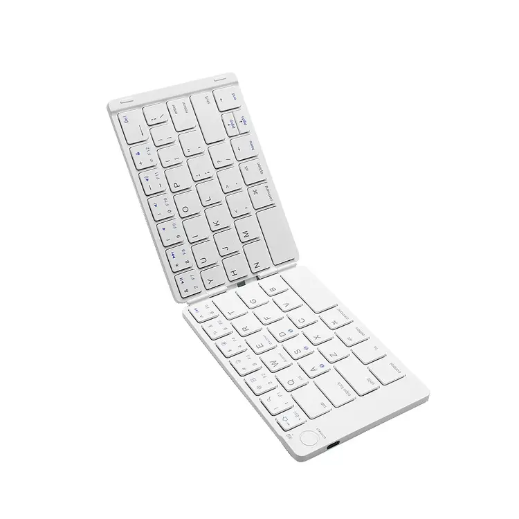 Kablosuz Bluetooth klavye bilgisayar cep telefonu Ultra ince tam boyutlu taşınabilir 2 kat katlanır kablosuz klavye