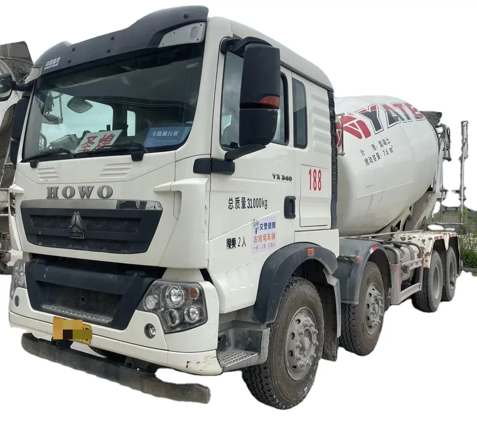Sinotruk Howo 8x4 Cement Mixing Truck Large Volume 340hp Pump System 12Wheels 8 Cubic Meters Used 6x4 Concrete Mixer Trucks