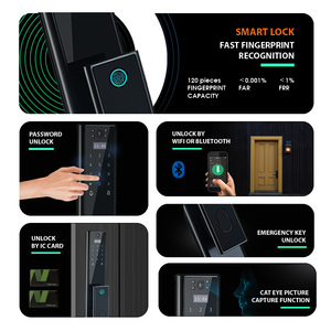 Riconoscimento del volto 3d di lusso Smart Lock Tuya Wifi Intercom impronta digitale Kuncipintu carta Passcode serratura della porta con la macchina fotografica - Product Image 4