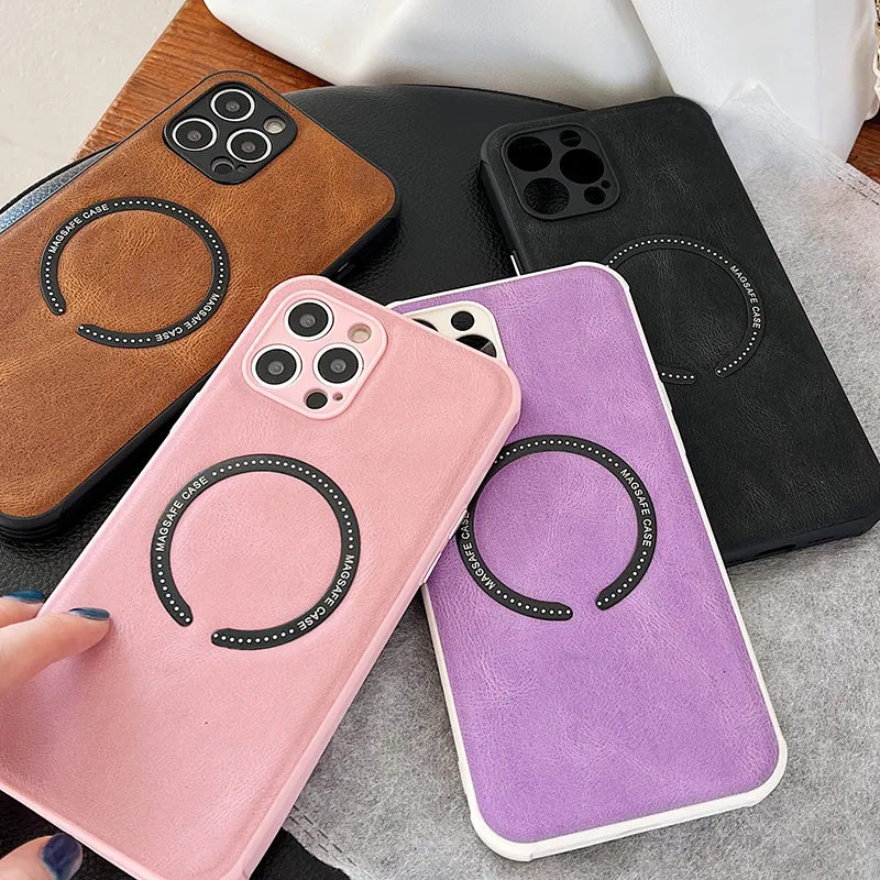 For iPhone 13 magnetic case cover wireless charging phone case PU Leather Phone Case for iPhone 12 13 14 pro max