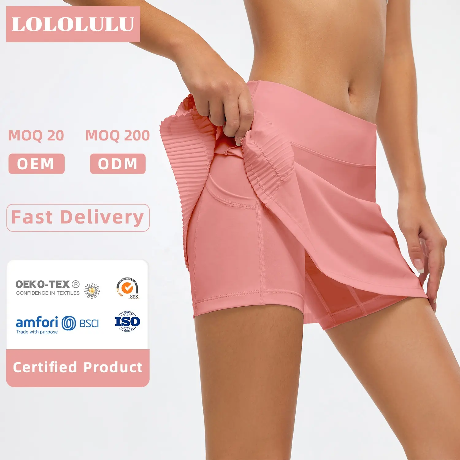 Falda plisada de tenis para mujer, pantalones cortos transpirables con costura de malla antideslumbrante, dos piezas, venta al por mayor