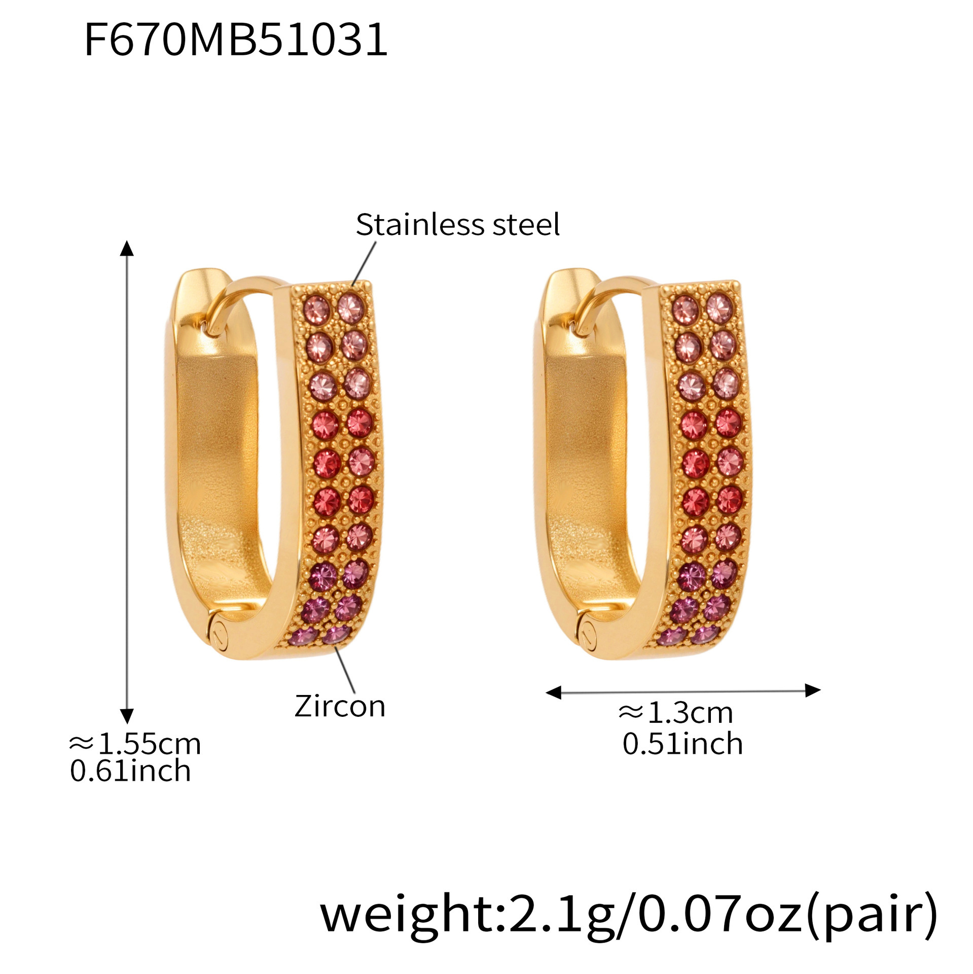 ต่างหูเซอร์คอนสีชมพู F670