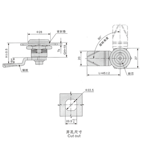 OMKA MS705-3 kilit silindirleri dağıtım dolapları için çinko alaşım güç kutuları iletişim dolapları yangın koruma dolapları - Product Image 2