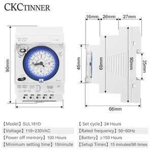 SUL181D Din Rail Mechanischer Timer 24-Stunden-Zeitschalterrelais Elektrisch programmier barer Zeit schalter AC220V