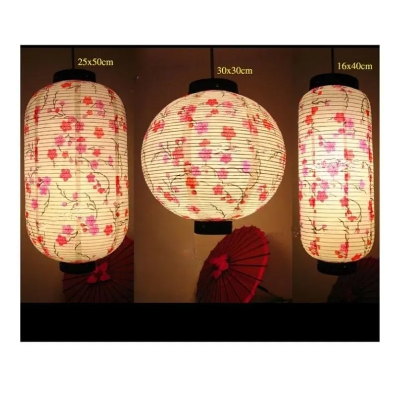 โคมไฟกระดาษซากุระญี่ปุ่นแบบแขวนทรงกระบอกสำหรับร้านอาหารญี่ปุ่นสั่งทำได้