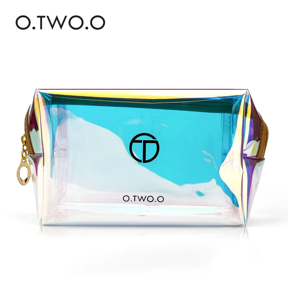 O.TWO. O makyaj çantası kadın seyahat makyaj çantası PVC kozmetik kutusu su geçirmez renkli taşınabilir makyaj çantaları toptan fermuar ve Hasp