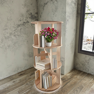 Tủ sách bằng gỗ chắc chắn 360 ° quay estanteria giratoria libros tháp bookcace kệ lưu trữ Nhà sách kệ sách xoay gỗ - Product Image 5