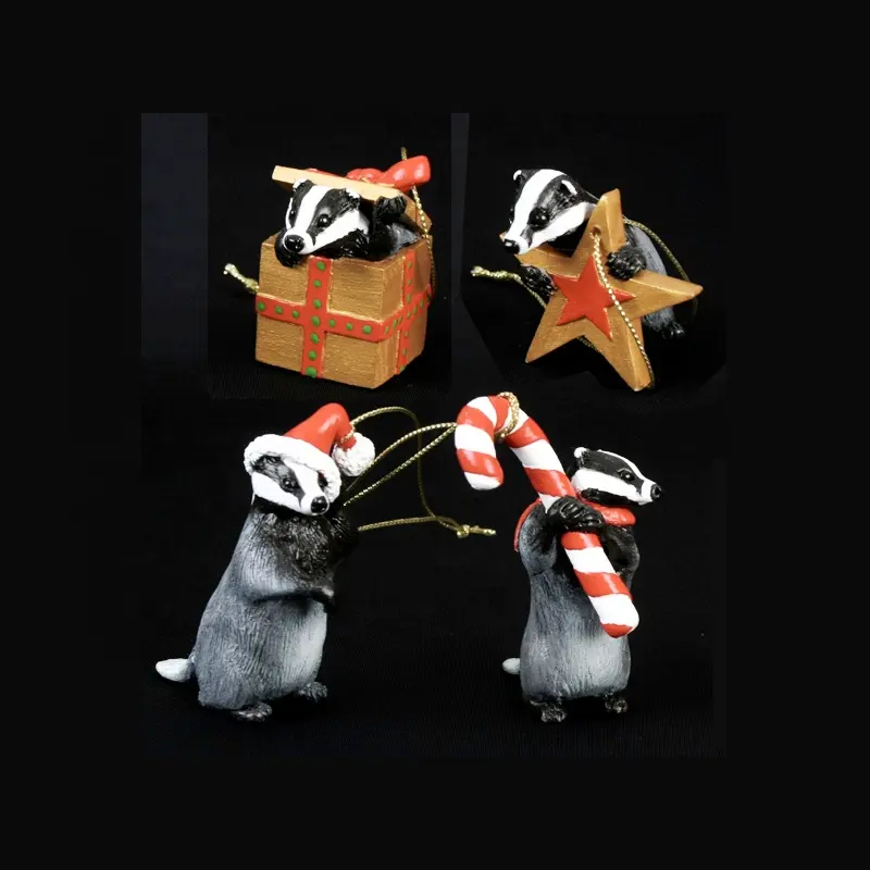 3D decorative resin miniature animal christmas tree hanging decorations Christmas Decorations Badgers