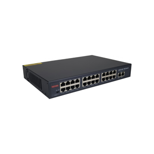 24ポート非管理POEスイッチ100Mbpsイーサネット450W IEEE 802.3af/atプラグアンドプレイオフィスおよびCCTVシステム用デスクトップラックマウント
