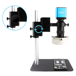 Cámara de microscopio monocular 130X Lente de zoom Anillo de luz LED Soporte de base pequeña Reparación de placa base de computadora de teléfono celular - Product Image 1