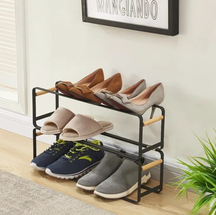 Rack de sapatos para entrada, rack para sala de estar, design moderno, de metal