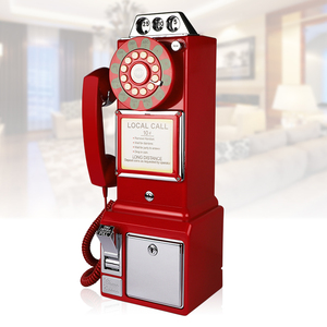 Cổ Phong Cách Mỹ 1950S Điện thoại đồng tiền hoạt động nút cổ điển Nhà Điện thoại cố định treo tường máy tính để bàn Viễn Thông - Product Image 3