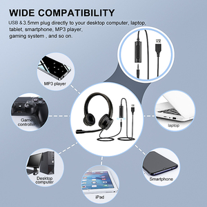 Call Center Headphone com Microfone para USB e 3.5mm Plug 2 em 1 Headsets - Product Image 5