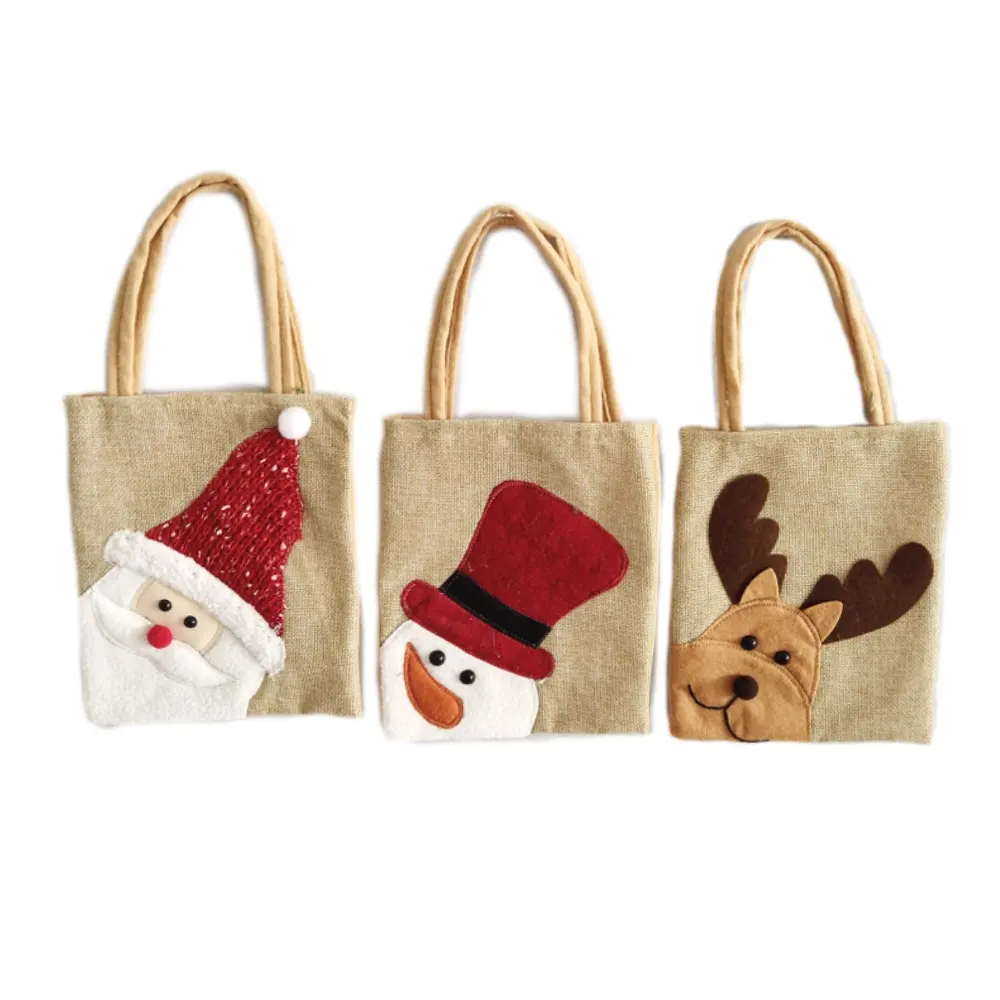 Conjunto de 3 bolsas de Navidad para jardín, set de 3 bolsas para árbol de Navidad, decoración de temporada, bolsa de regalo, dulces