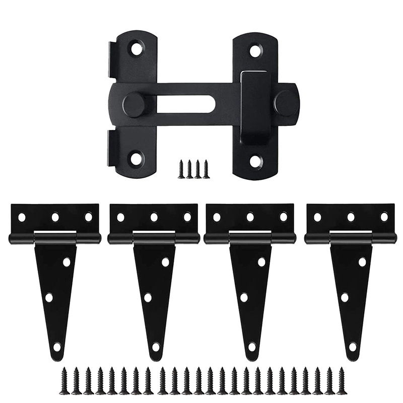 Charnière noire triangulaire en forme de T, ensemble de 3 pouces