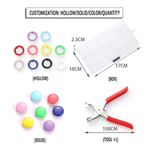 Nhà cung cấp bán hàng trực tiếp 200pcs 9.5mm kim loại prong <span class=keywords><strong>Snap</strong></span> Nút grommets ốc vít Kit với tay áp lực phù hợp với nút cho quần áo - Product Image 3